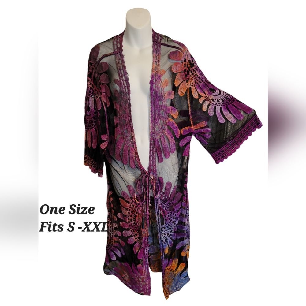 Lace Kimono Cardigan One size Whimsigoth Fairy Boho Resortwear Dark Romantic
